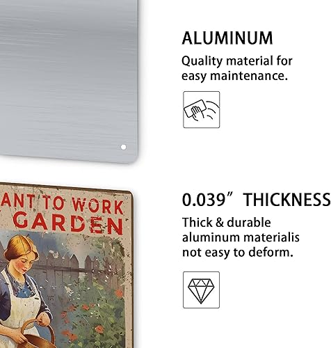 Miniatura 3 de AMOGHASIDDHI Cartel de metal de aluminio con texto en inglés "I Just Want To Work In My Garden And Hang Out With My Chickens" Póster de metal
