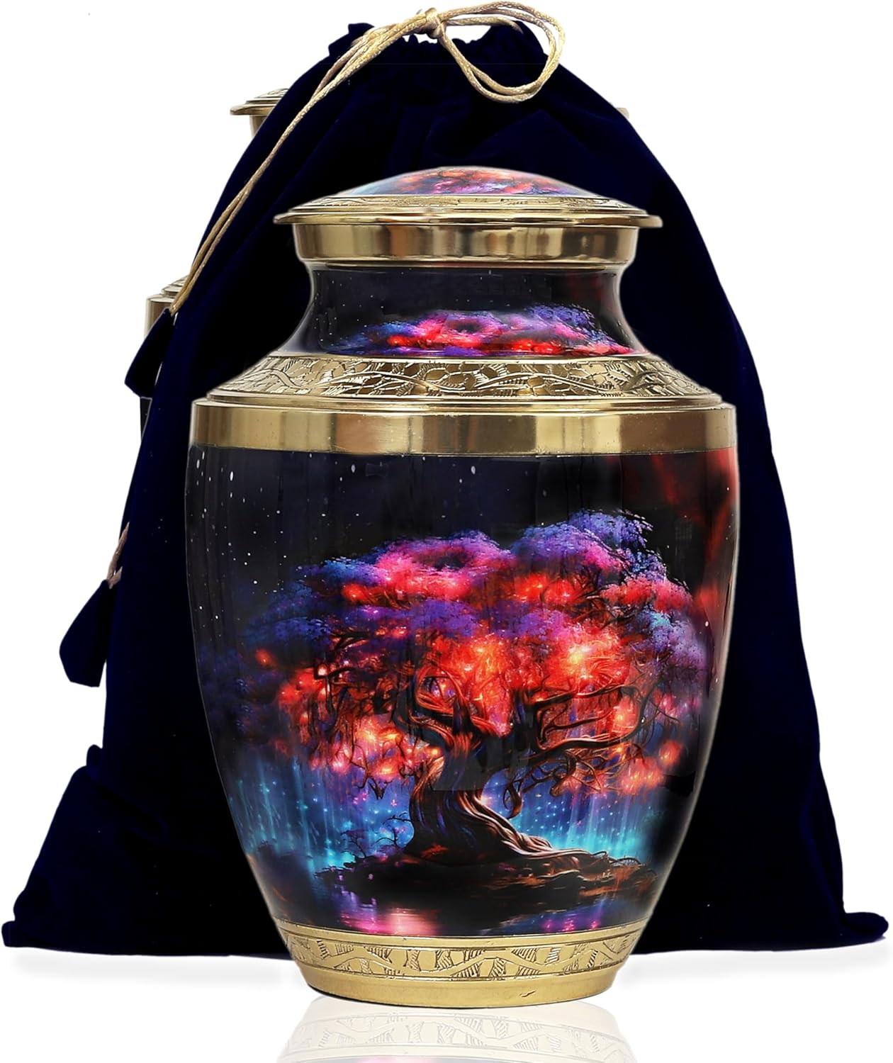 Handcrafted Brass Cremation Urn for Human Ashes – Eternal Tree of Life Design – Decorative Memorial Urn for Ashes for Women & Men – 10" H X 6" W - Image 2