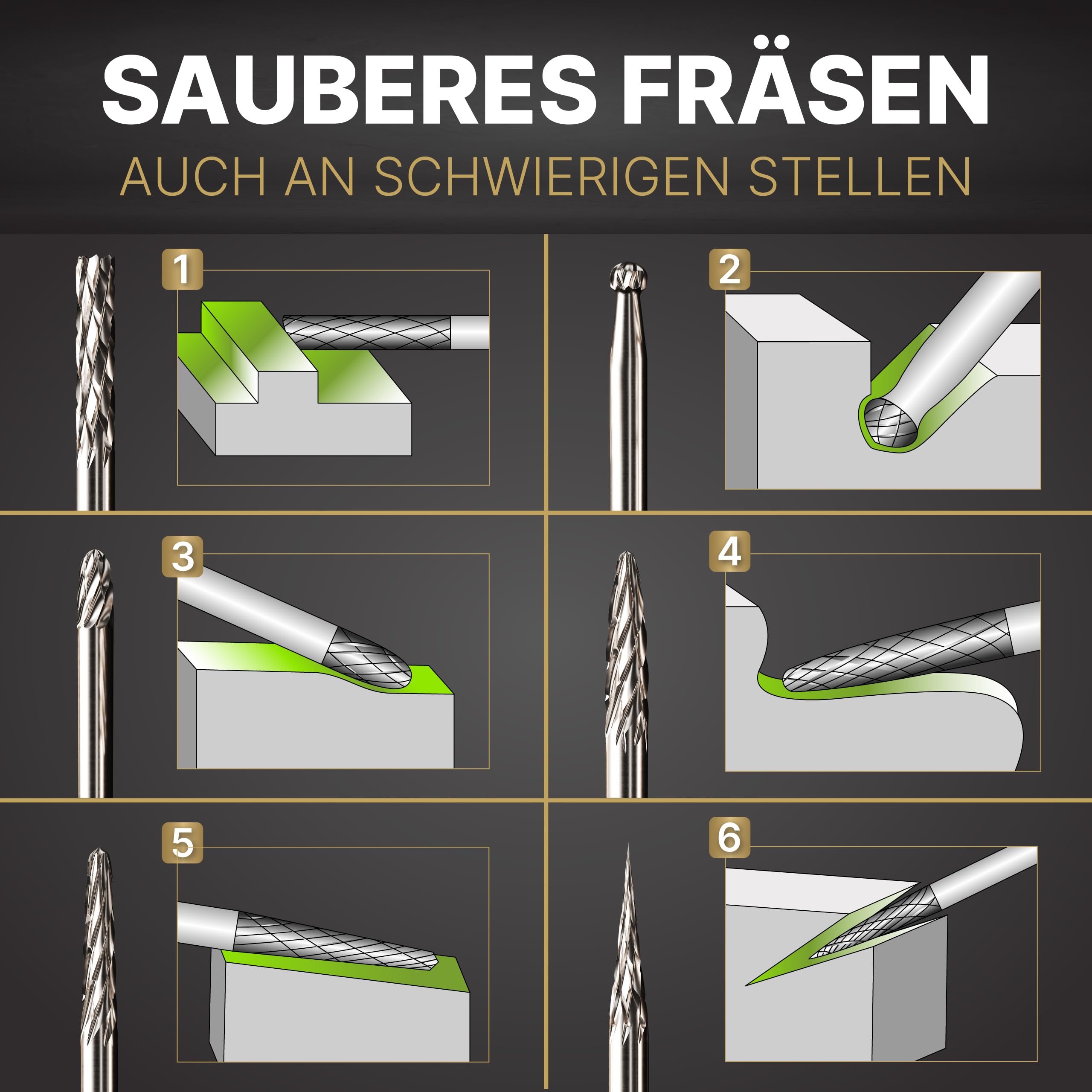 Dremel Fräser Metall Hazet Hartmetall-Frässtift-Satz (6 Mm Schaft, 3 Verschiedene Fräser In Frässtiftsatz 3mm