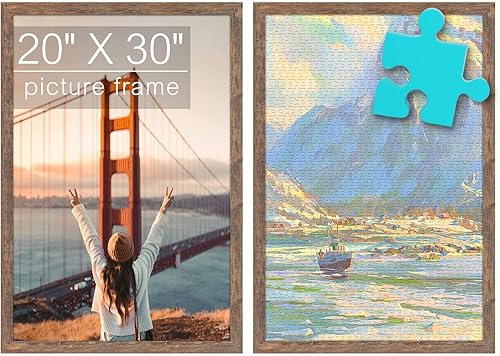 Golden State Art, Paquete de 2 portarretratos de 20 x 30 pulgadas, estilo grano de madera, moldeado ancho, ganchos traseros para exhibición de