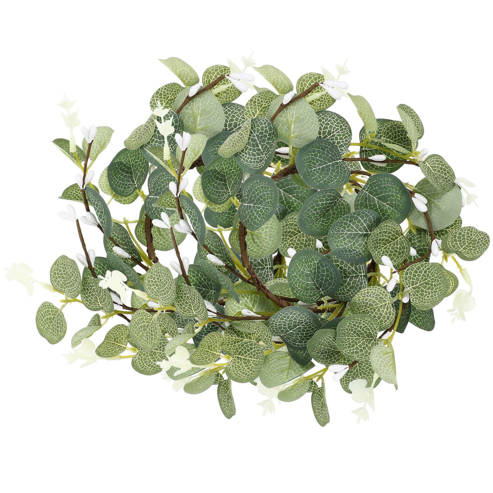 Anneau de bougie en eucalyptus Healvian (lot de 2) - Couronne de table florale de style nordique