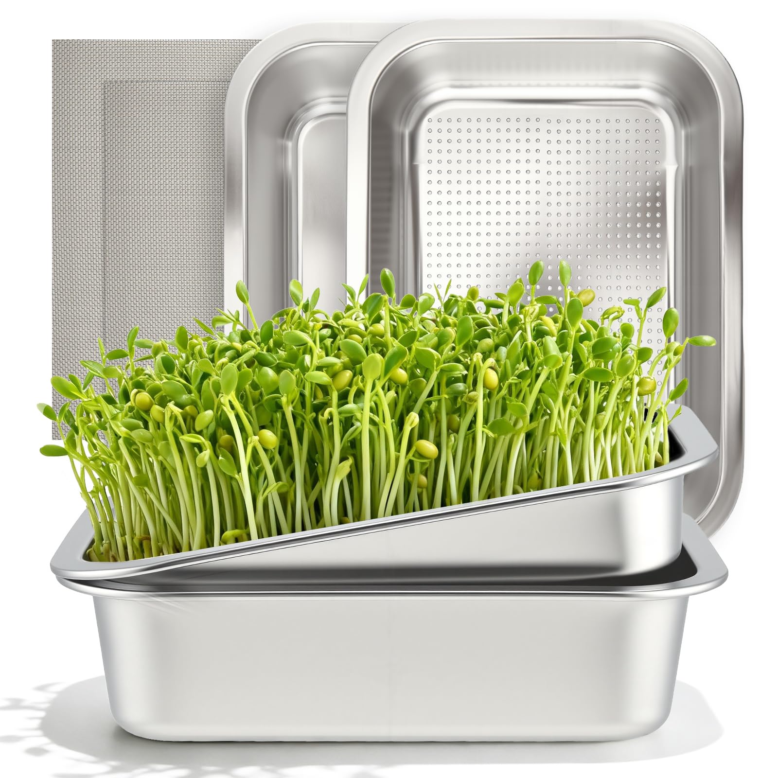 lot de 2 plateaux germination acier inox