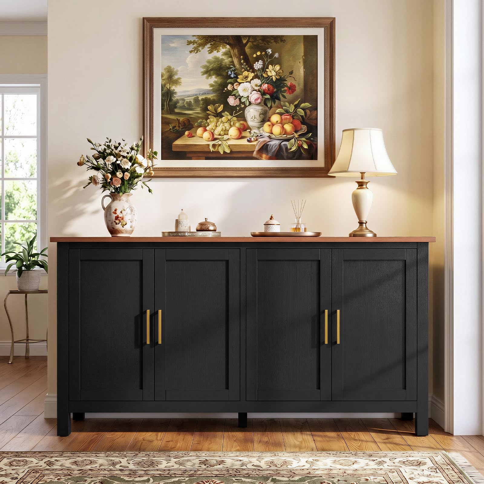 HOLTICO Sideboards for Living Room, Modern Black Sideboard Storage Cabinet