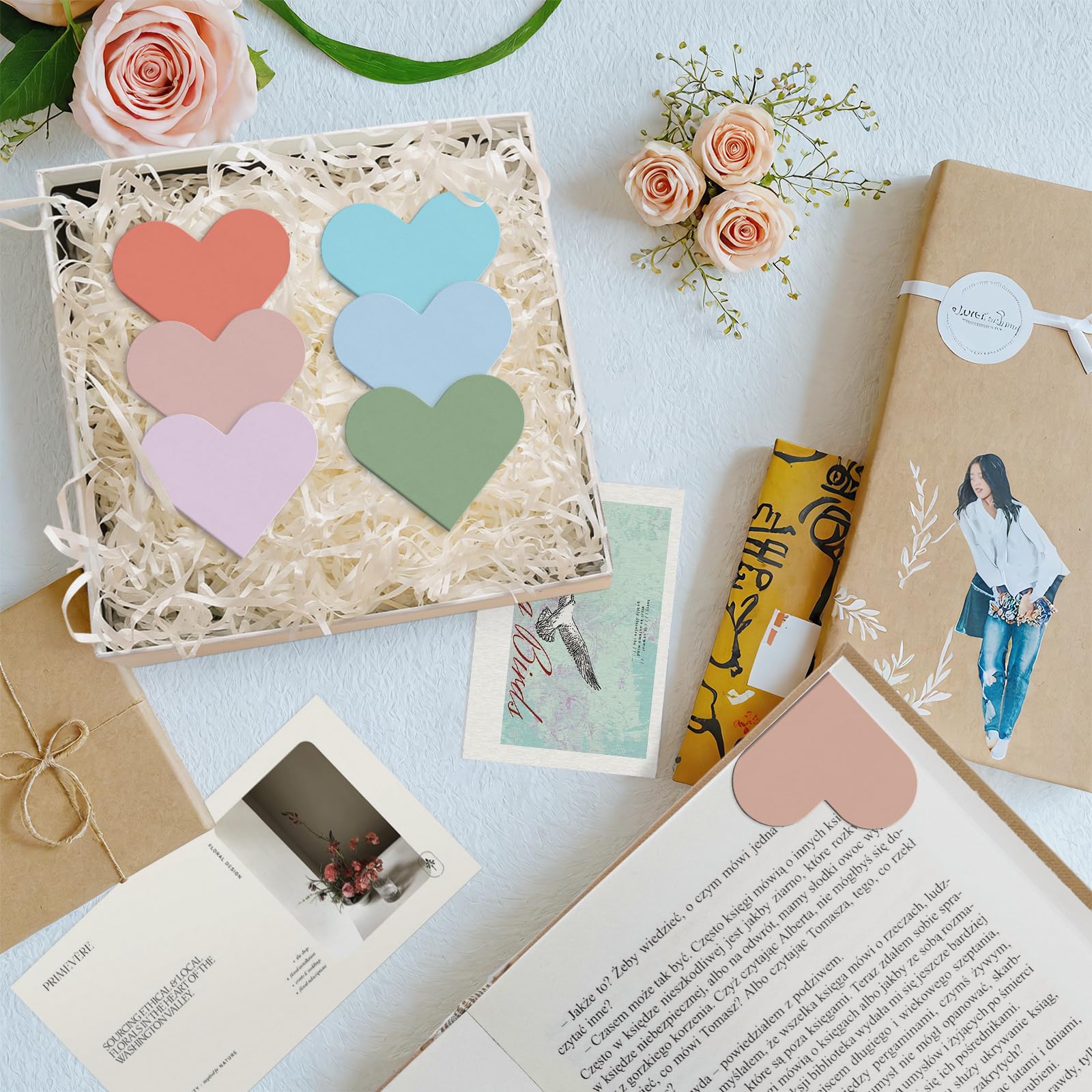 Magnetische Eck-Lesezeichen in Herzform, bunt, niedliches Buchzubehör für Zuhause, Schule, Bibliotheksbedarf, hübsches Weihnachtsgeschenk für Buchliebhaber, Lesen, Frauen, Kinder (24 reine Farben auf