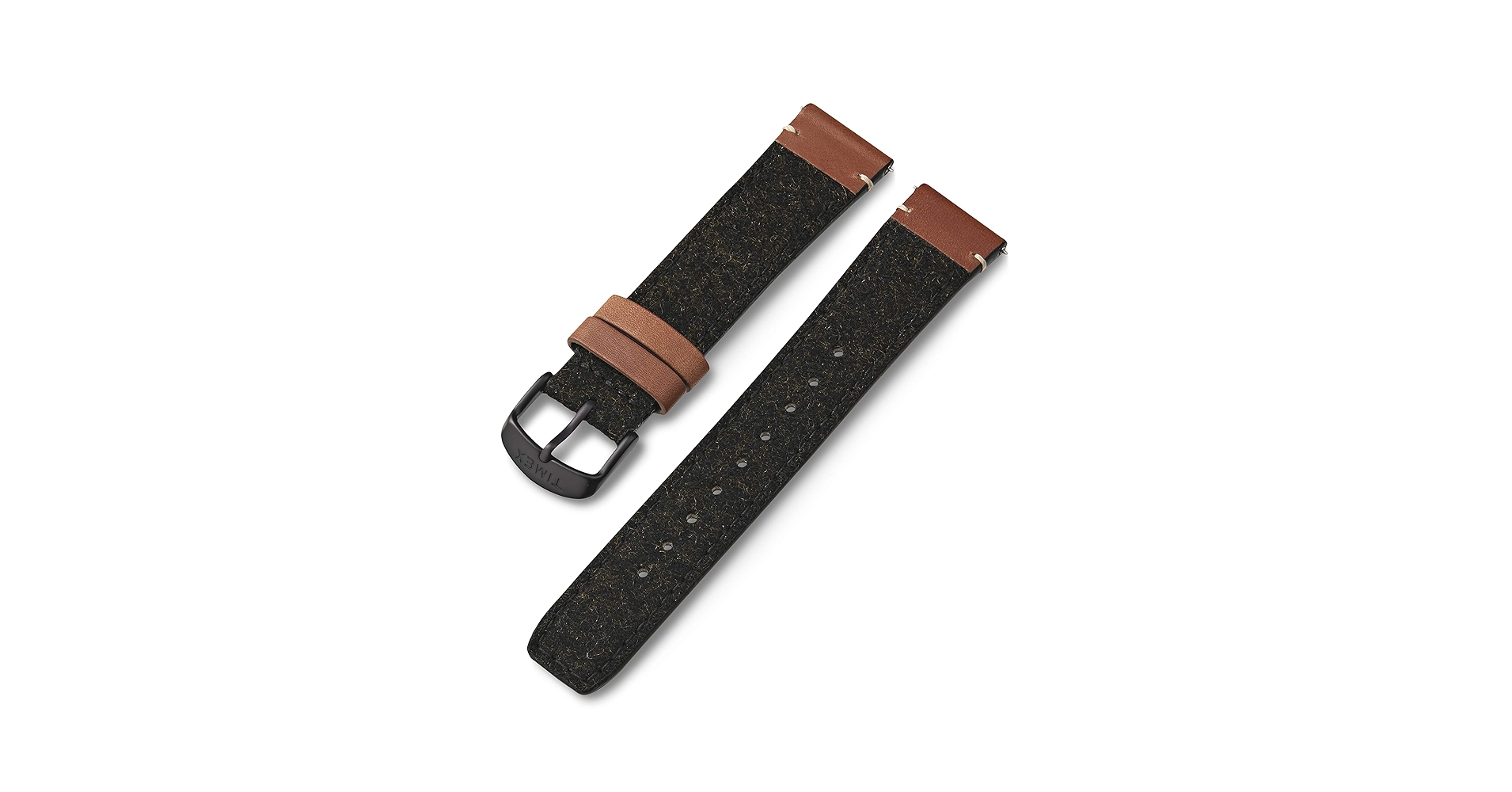 Timex 20mm Fabric & Genuine Leather Strap – Black & Brown with Timex 20mm Fabric & Genuine Leather Strap – Black & Brown with