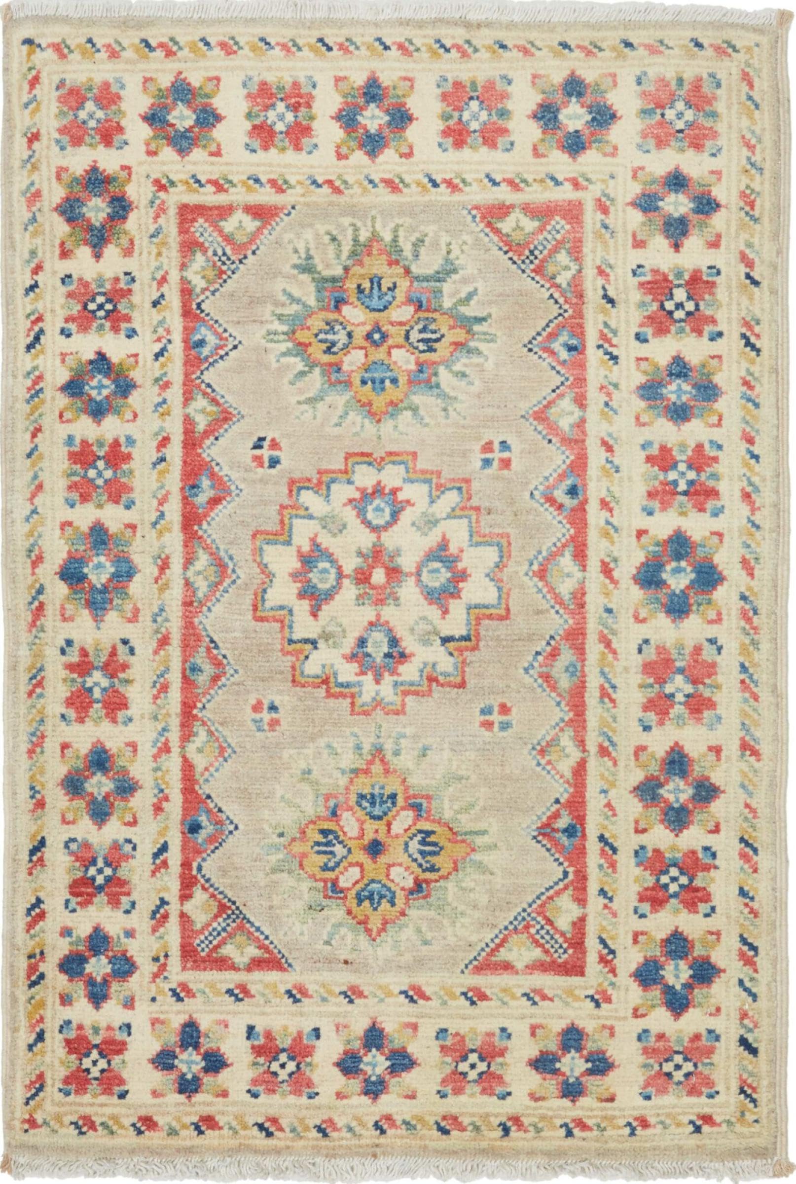 Tapis Kazak 60x97 noué à la main en laine du Pakistan pour salon