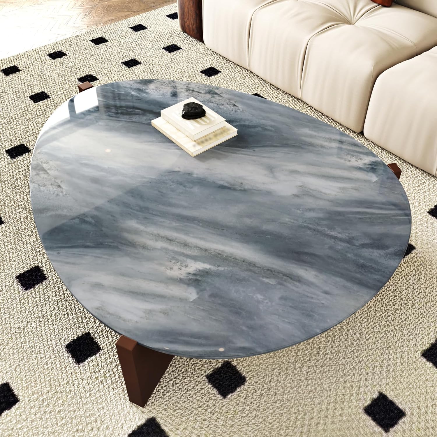 Wallercity Shiny Marble Gray/Blue Contact Paper for Countertops Waterproof Removable Marble Wallpaper Peel and Stick Countertop Self Adhesive Granite Wall Paper for Kitchen Cabinet Table Top 24x315 IN