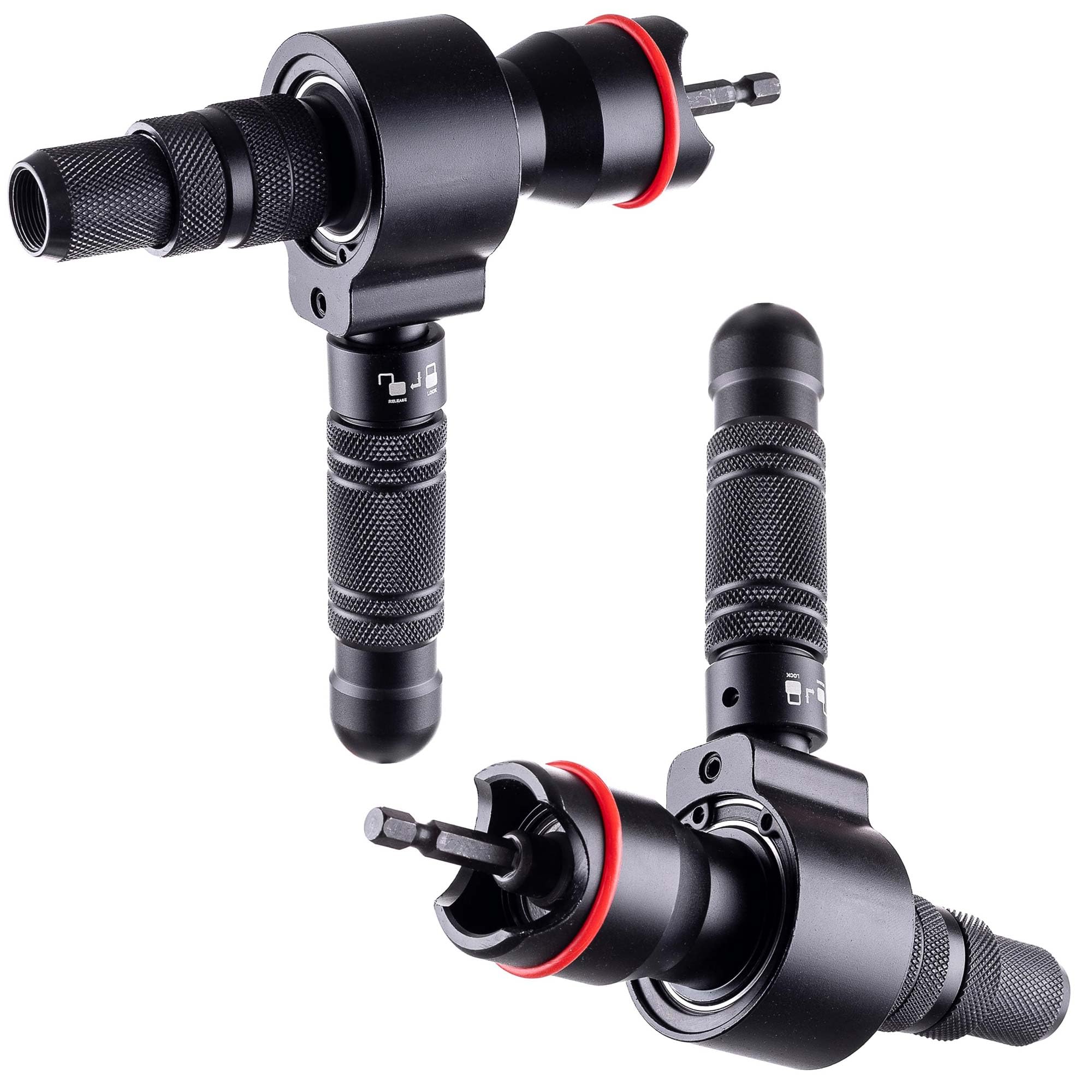 TC TECHNIC Pistolet do nitowania, klucz nasadowy, adapter do wkrętaków Cr-Mo, kompatybilny z nakrętkami stalowymi, ze stali nierdzewnej i aluminium, M3, M4, M5, M6, M8, M10 M12, głowice 2,4 mm - 6,4
