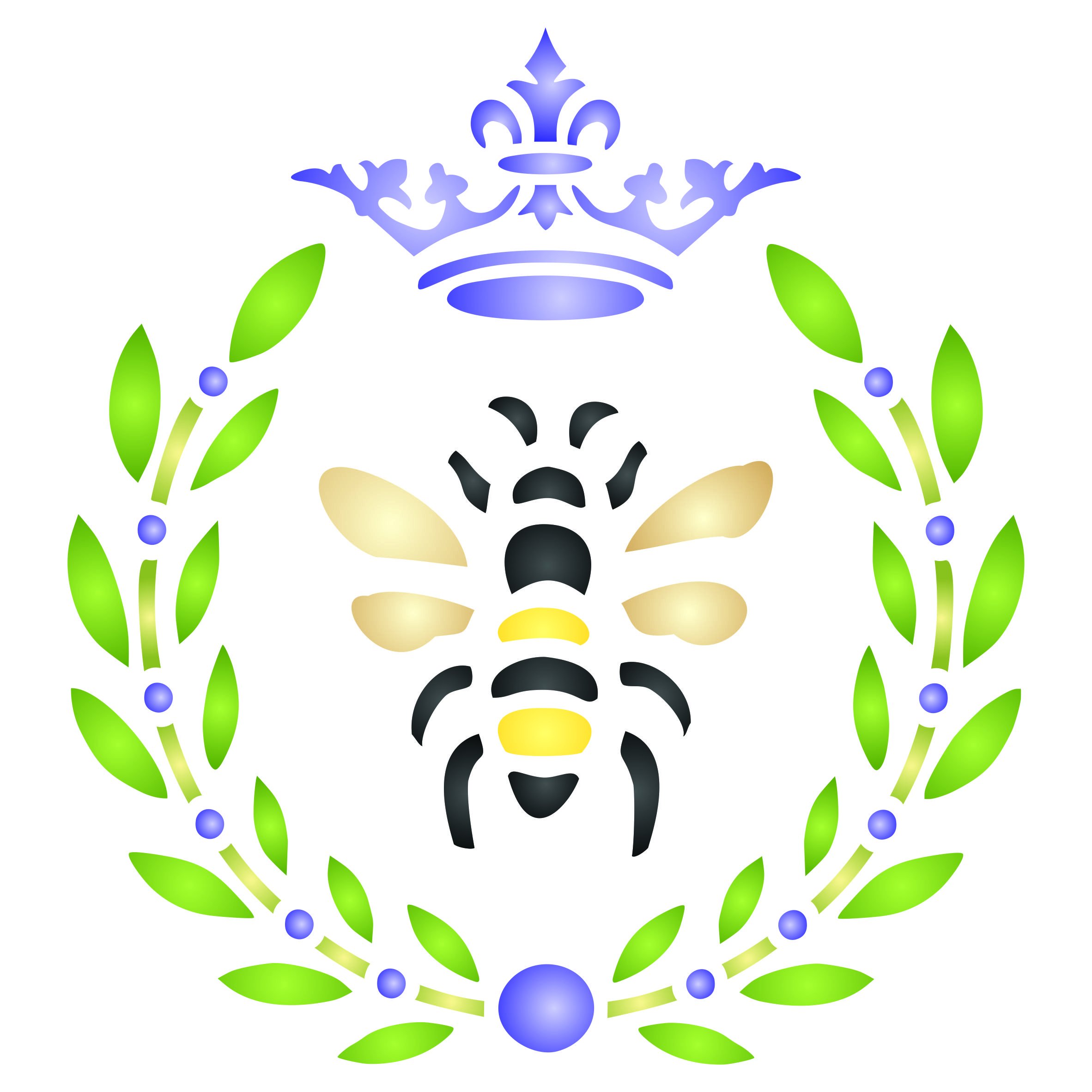 Pochoir abeille française couronne de laurier pour personnaliser un salon style maison de campagne