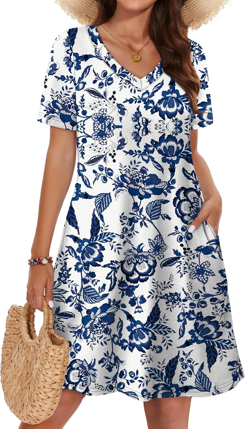 WIHOLL Dresses for Women Casual Summer Loose T Shirt Dress with Pockets Beach Vacation Outfits S-4XL - Image 3