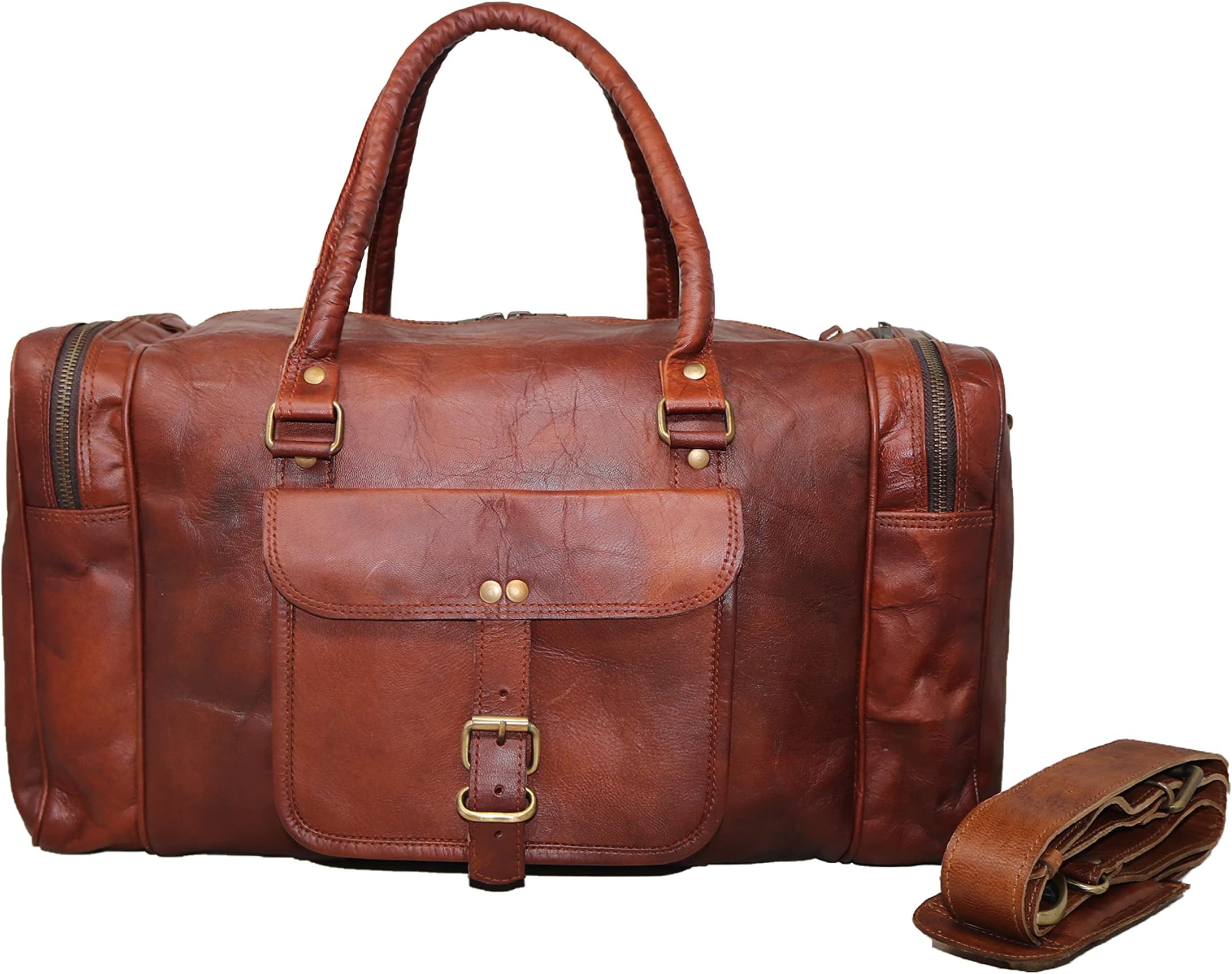 jaald18" Leather Duffle Bag Travel Carry-on Luggage overnight Gym weekender bag