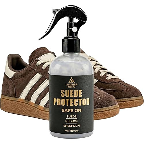 Leather Hero Suede Protector Spray – Waterproof & Stain Repellent for Suede Shoes, Sneakers, Boots & Handbags, Protects Suede & Nubuck, Non-Aerosol Shoe Protector Spray, 10 oz