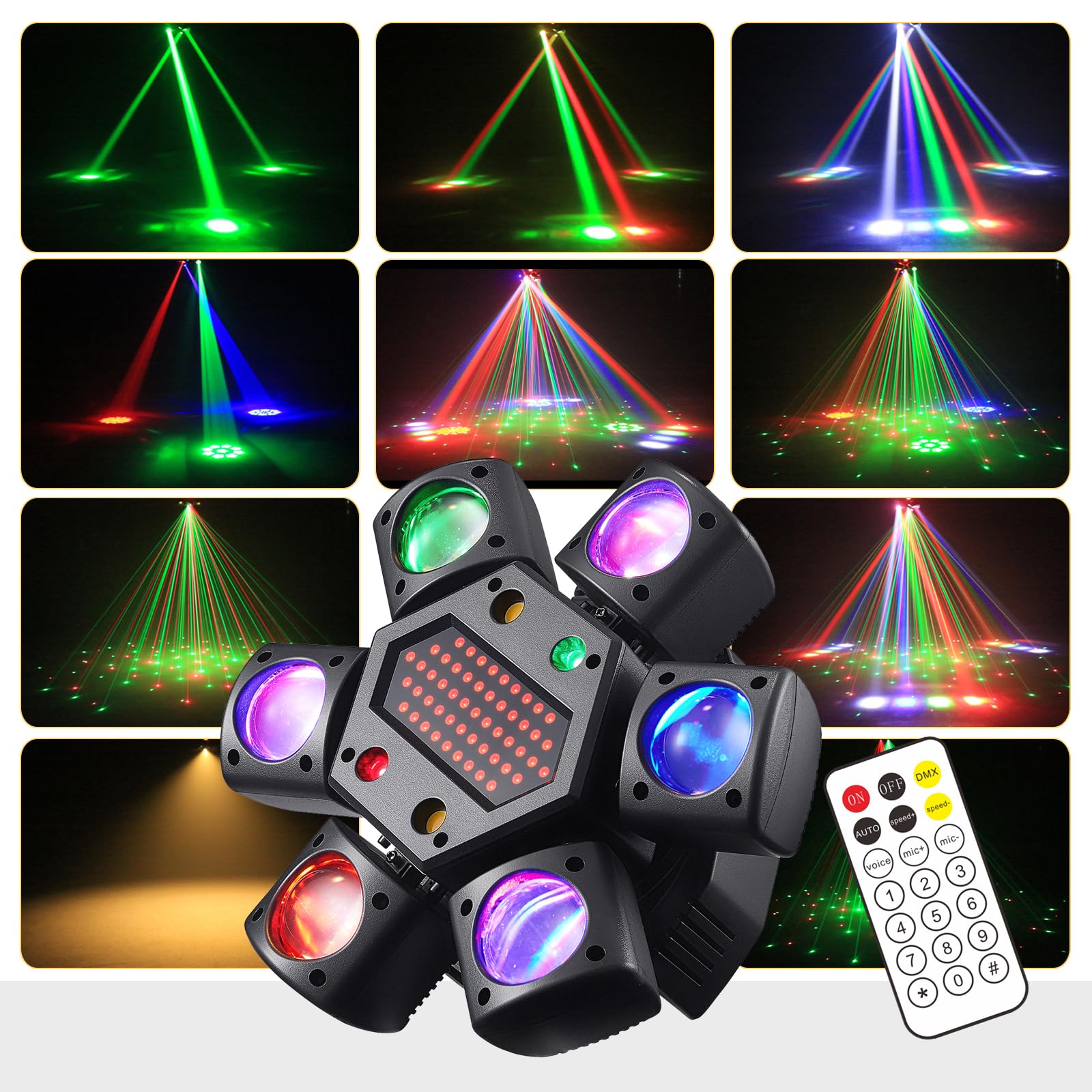 Moving Head Discolicht Partylicht, DMX 512 Effektstrahler,XJG06 LED RGB Licht DJ Projektor Musikgesteuert DJ Disco Lichter, Für KTV Familientreffen Hochzeit Geburtstag Halloween
