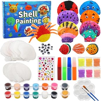 Ballery Shells Painting Childrens Set Shell Painting Set DIY Painting Art & Craft Set Birthday Gift Toy for 3 4 5 6 7 8-12 Boys Girls Children