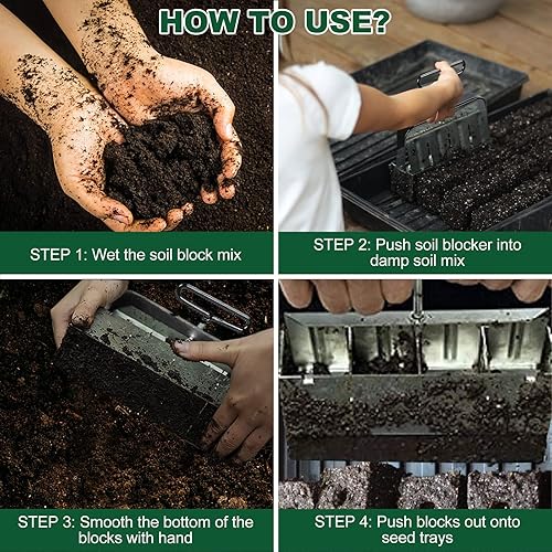 Miniatura 5 de Top Hill Fabricante de bloques de suelo mejorado, bloqueador de semillas de mano de 8 x 2 pulgadas con mango de agarre cómodo, mini herramienta de