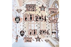 60th Birthday Decorations Hanging Swirls for Women, 1964 Rose Gold Birthday Swirls