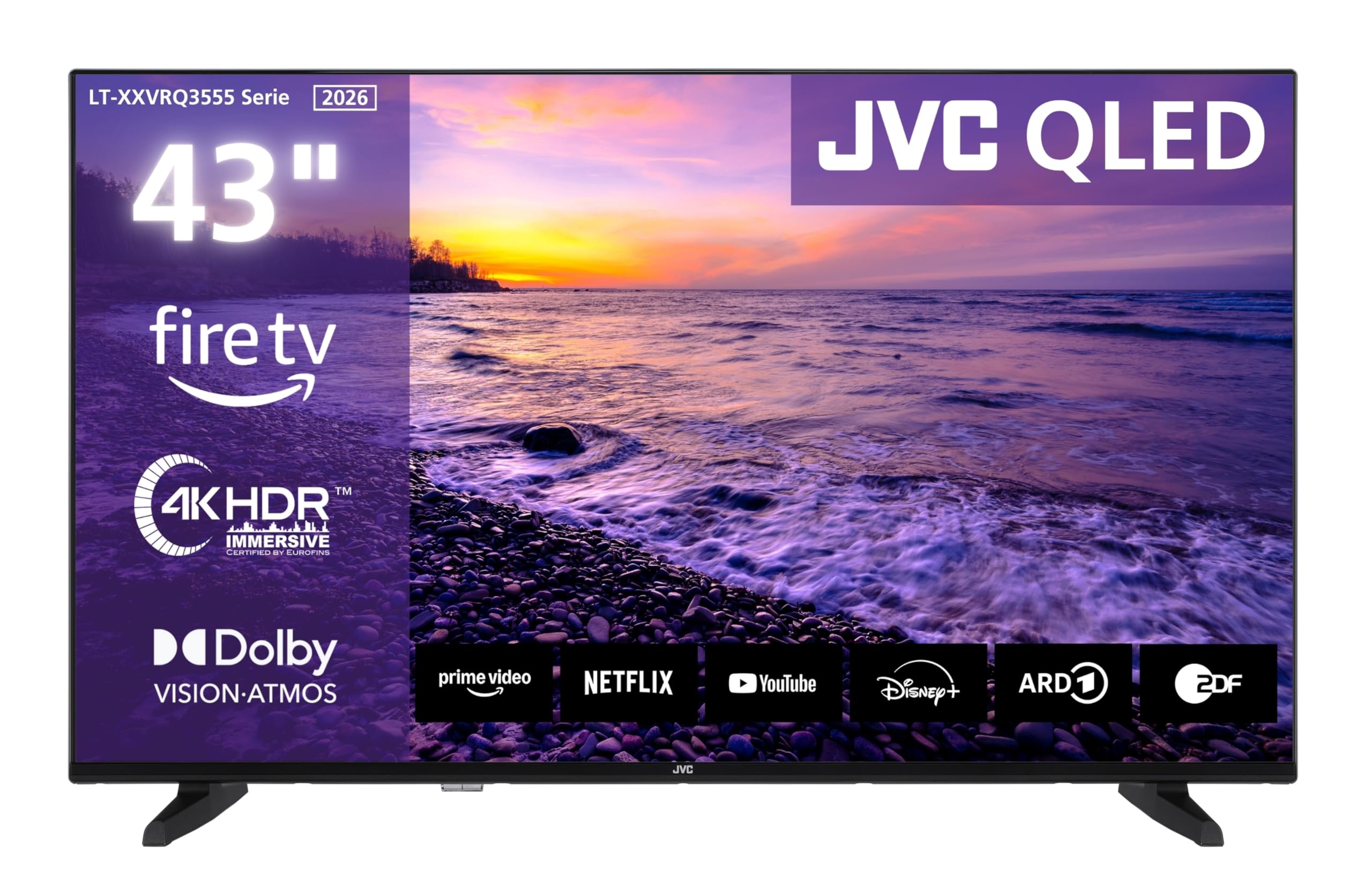 JVC LT-43VRQ3555 Fernseher 43 Zoll Fire TV 4K QLED Smart TV mit Dolby Vision HDR, Dolby Atmos, Alexa Sprachsteuerung, Apple AirPlay und Triple Tuner, UHD Fernseher (2026)