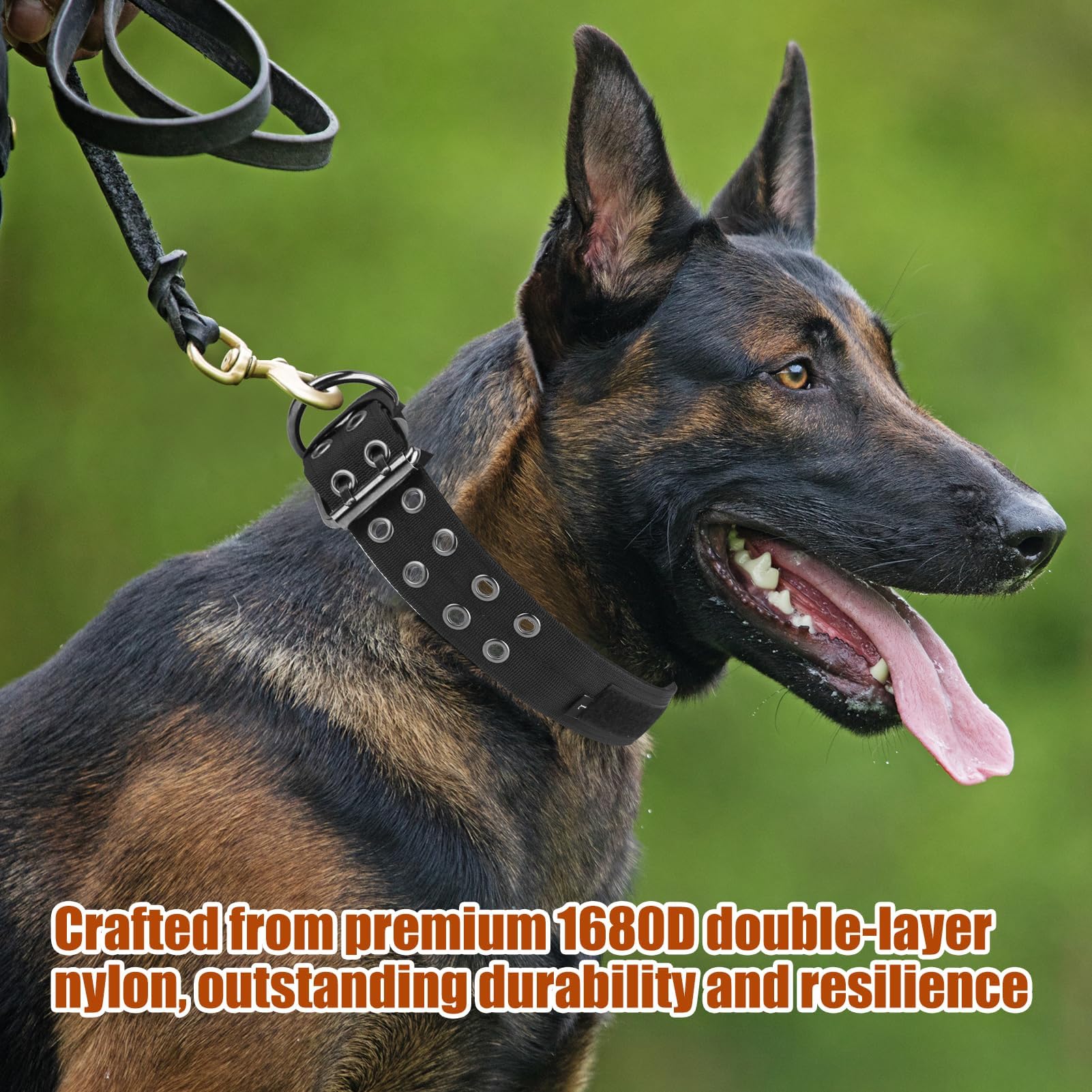 Heavy Duty Tactical Dog Collar for Large Dogs Adjustable Military-Grade Nylon Choker Collar with D-Ring Buckle Strong Training Collar for Rottweiler Mastiff - Image 3