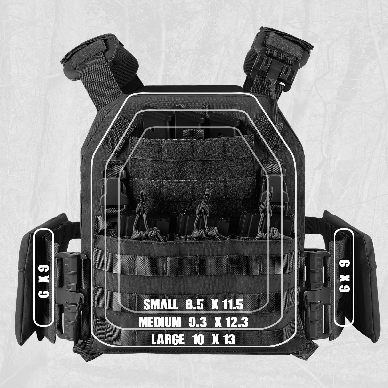 VOTAGOO Taktische Weste Airsoft Militär Weste, Atmungsaktive Paintball Weste, Plate Carrier Paintball Brustschützer