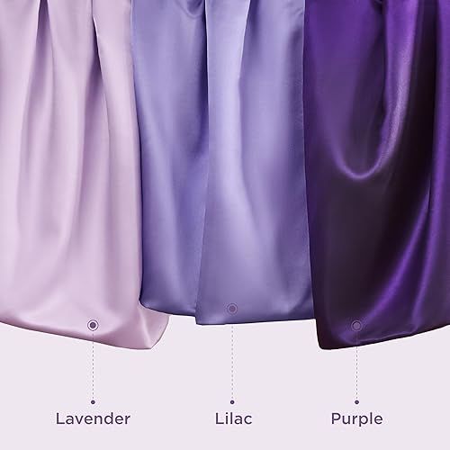 Miniatura 9 de Bedsure Funda de almohada de satén para cabello y piel, tamaño Queen, paquete de 2 fundas de almohada de seda lila, 20 x 30 pulgadas, juego de 2
