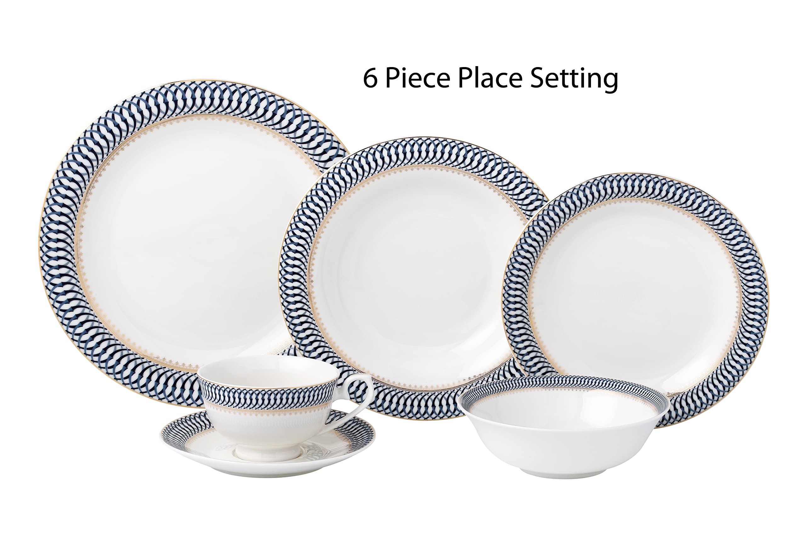24-częściowy zestaw zastawy stołowej, porcelana kostna, serwis dla 4 osób Lorren Home Trends