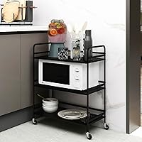 Vista 23 de 3-Tier Metal Utility Multipurpose Rolling Cart,Large Capacity Heavy Duty Cart with Lockable Wheels for Kitchen,Living Room,Office,Bathroom Storage