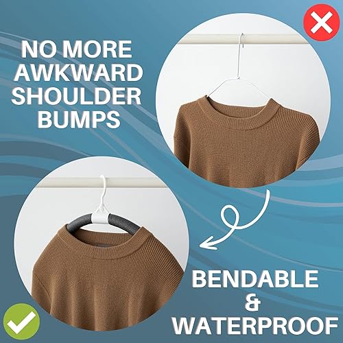 Miniatura 3 de Displays By Jack Perchas sin hombros para suéteres, perchas acolchadas y antideslizantes, flexible y flexible para ropa sin golpes, ajustable