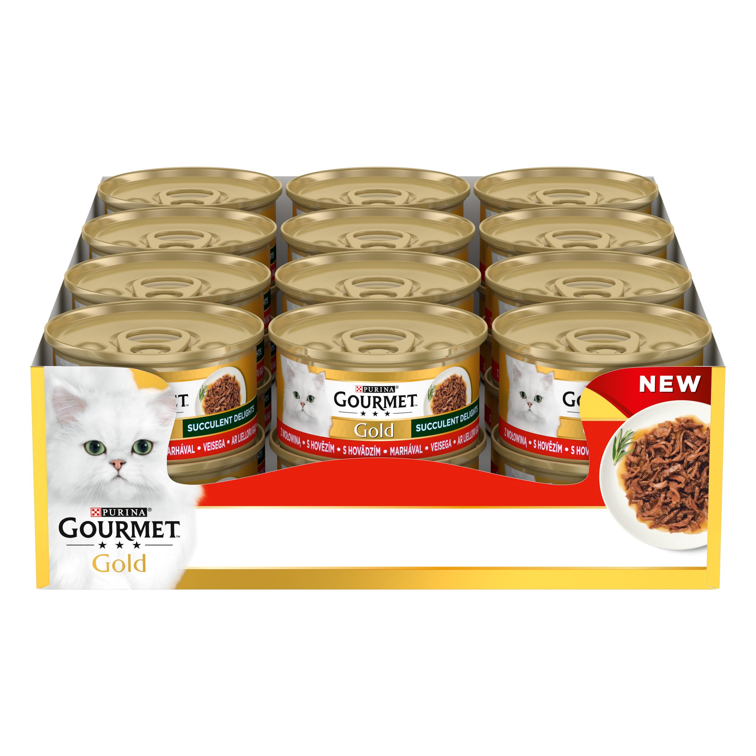 GOURMET GOLD Succulent Delights | Karma mokra dla dorosłych kotów | Z Wołowiną | 12x85g