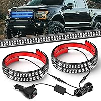 Vista 31 de Nilight 2 tiras de luces estroboscópicas de rejilla de camión de 24 pulgadas, 384 luces LED de emergencia, color ámbar, flexible, intermitente