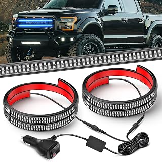 Nilight 2PCS 24" Truck Grille Strobe Light Strips 384 LED Blue | Emergency Light Flexible Side Flashing Warning Caution Safety Waterproof Lighting Kit for Trucks Plow Construction Vehicles