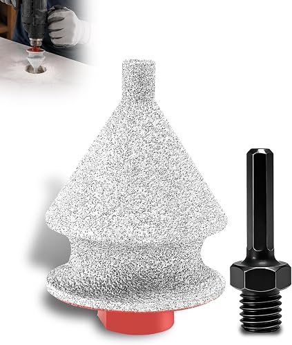 Upgrade 4-in-1 Diamond Chamfer Bit with M10 Hex Shank Adapter, for Angle Grinder & Electric Drill, for Polishing, Chamfering, Hole Enlarging, Arc Trimming, for Granite, Tile, Marble, Stone, Ceramic