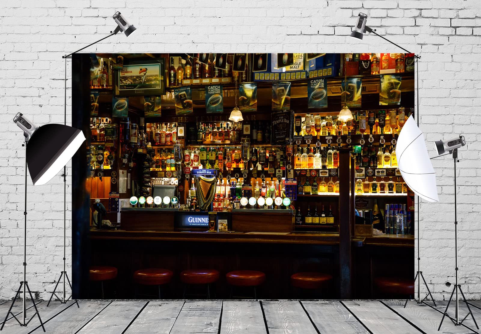 CORFOTO 9x6ft Fabric Irish Capital The Temple Bar Interior Backdrop Dublins Cultural Quarter Luxury Bar Photography Background Beer Alcohol Bottles Wine Rack Pub Backdrop for Men Photo Studio - Image 2