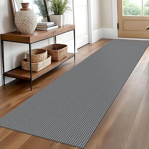 Vista 147 de EARTHALL - Tapete tejido lavable con parte trasera de goma, tapete trenzado de algodón antideslizante para interiores para entrada, pasillo, cocina