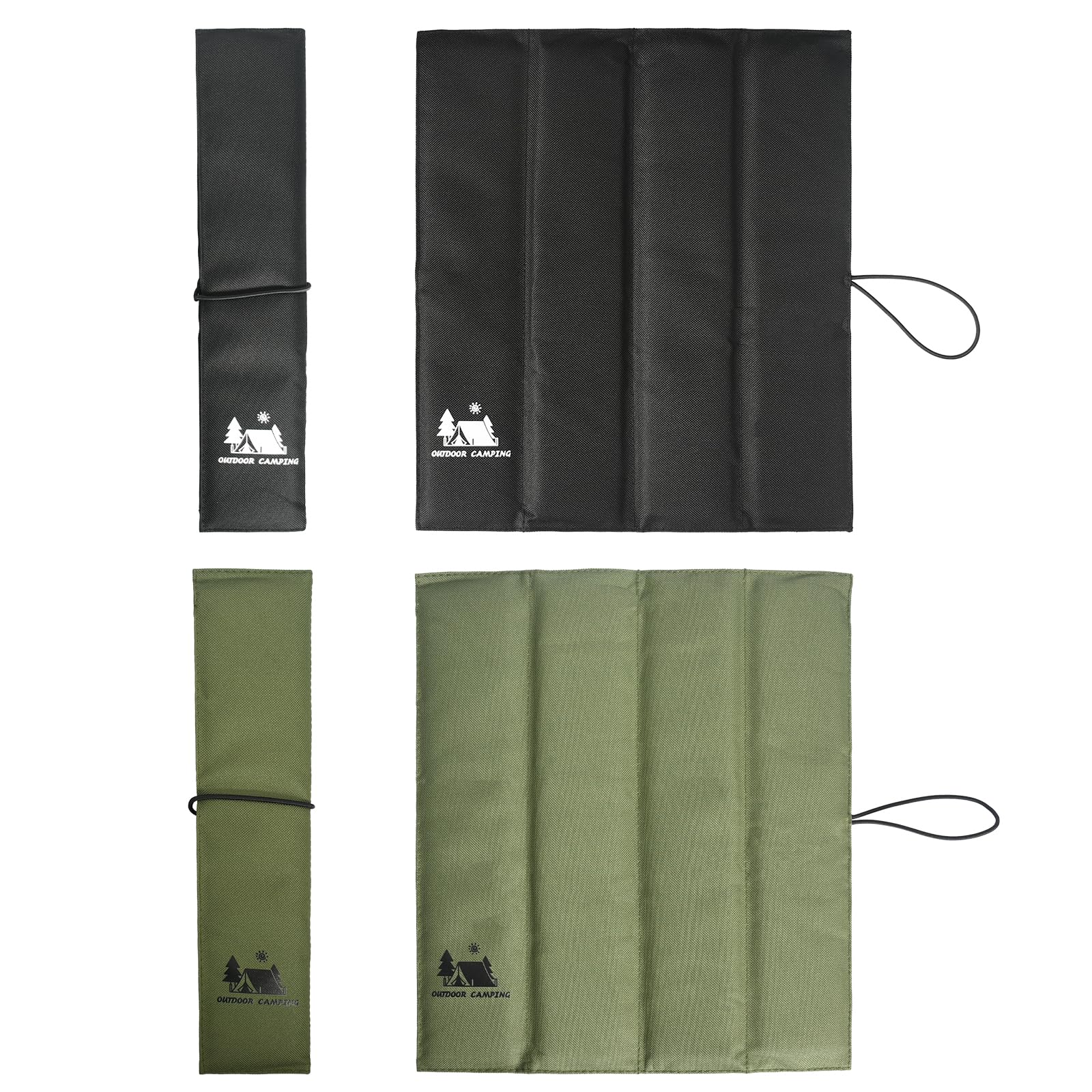 2 Pack Folding Sit Mat - Waterproof Outdoor Seat Pads, Portable Foam Camping Mat. Lightweight Hiking Seat Pad & Stadium Seat Cushion. Foldable Seat for Travel, Fishing, Picnic (Black & Green, 30x34cm)
