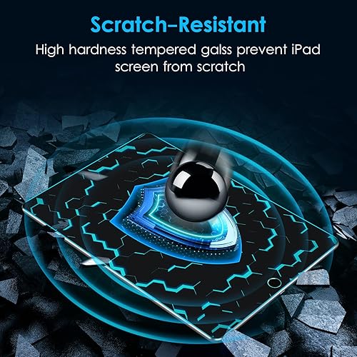 Miniatura 4 de DTTO Protector de pantalla compatible con iPad de 987 generación de 10.2 pulgadas (202120202019), película de vidrio templado de dureza 9H,