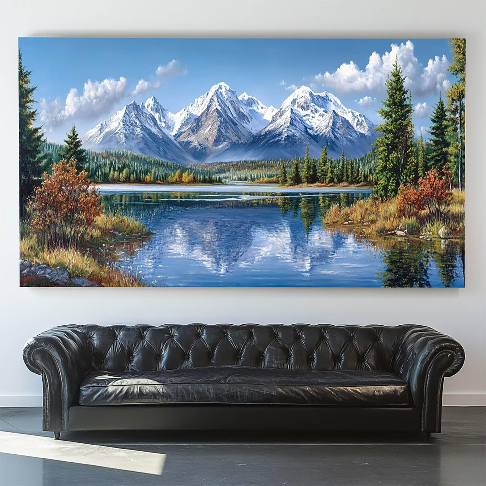 DIY Malen nach Zahlen Erwachsene Berg Malen nach Zahlen ab 7 jahre Mädchen Baum Kreativ set für Erwachsene mit Leinwand Acrylfarben set und Pinsel, Bastelset zum Bemalen für Wanddeko 80X160cm 7w-4-W