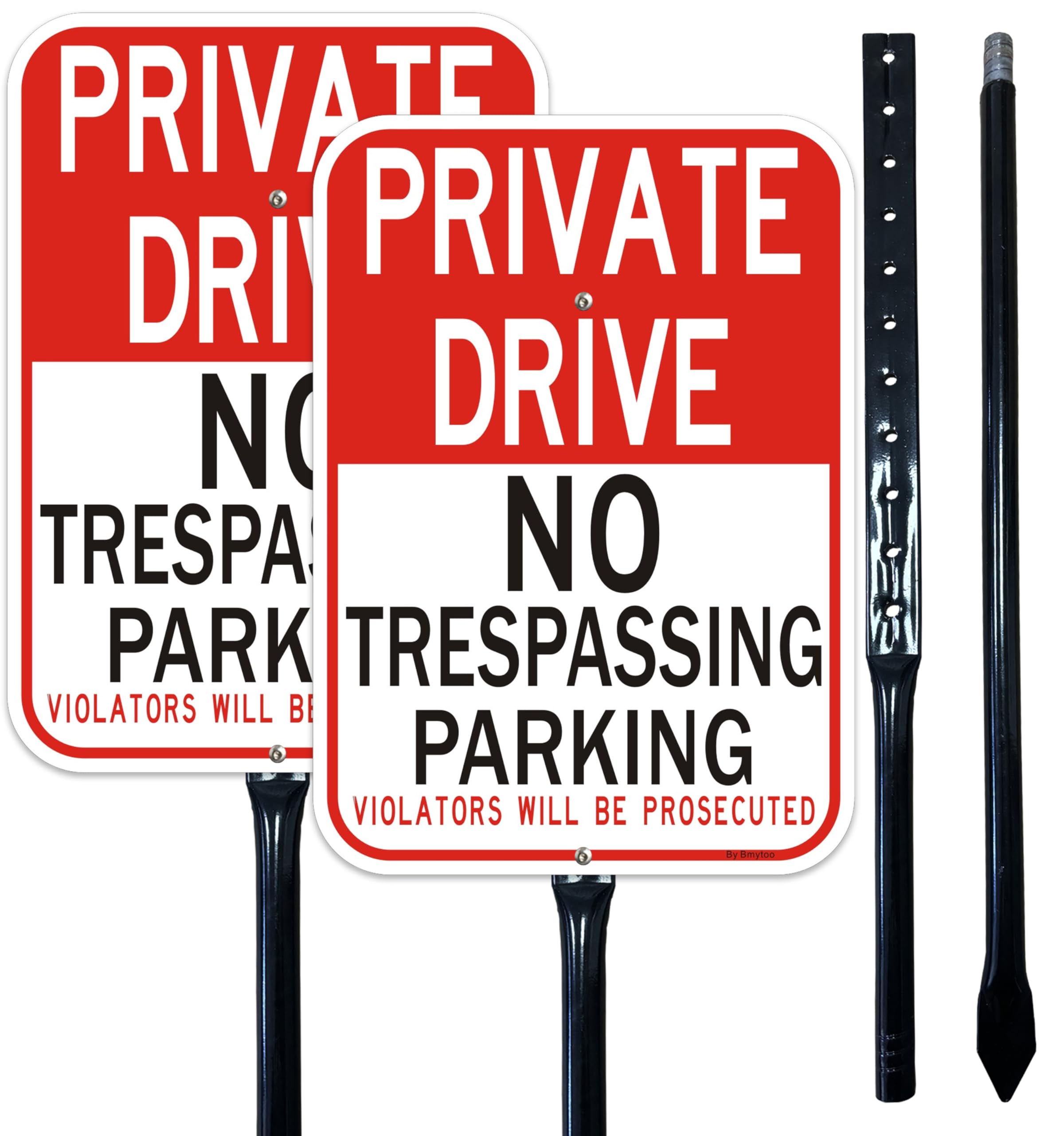 2Pack Large Private Driveway Sign,10'' x 14'' Private Drive No Trespassing No Parking Sign with 36" Metal Stakes,Easy to Mount,Rust Free Heavy Duty