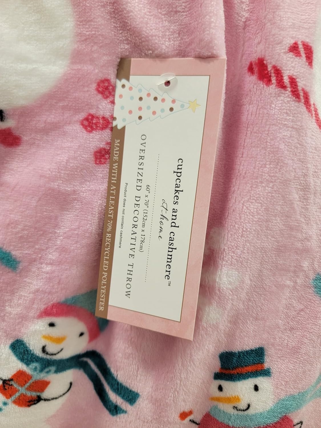 cupcakes and cashmere Christmas Winter Throw Blanket (Pink - Snowmen, 60x70)