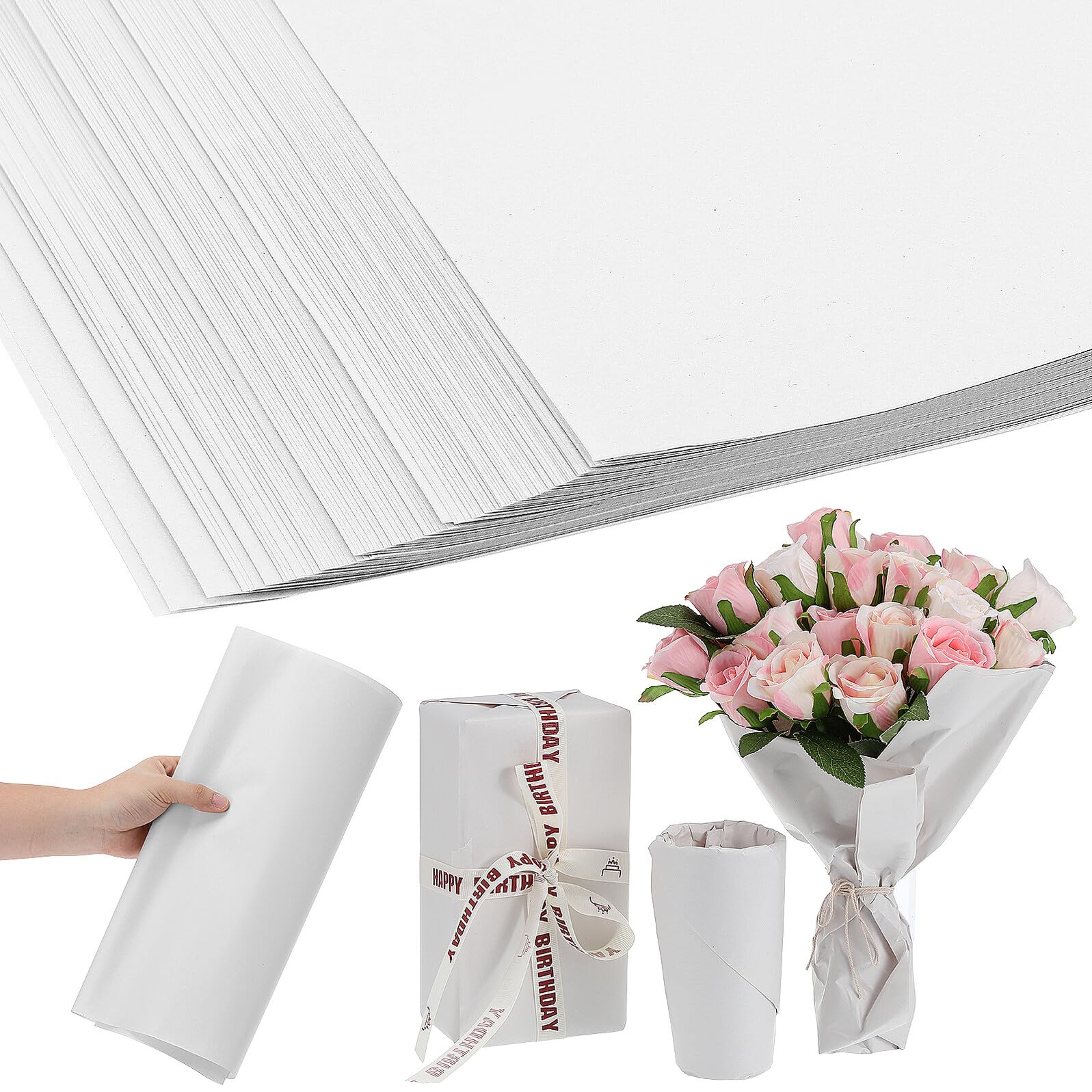 Geschenkpapier 38x70cm Weißes Papier 200 Blatt für Verpackungen