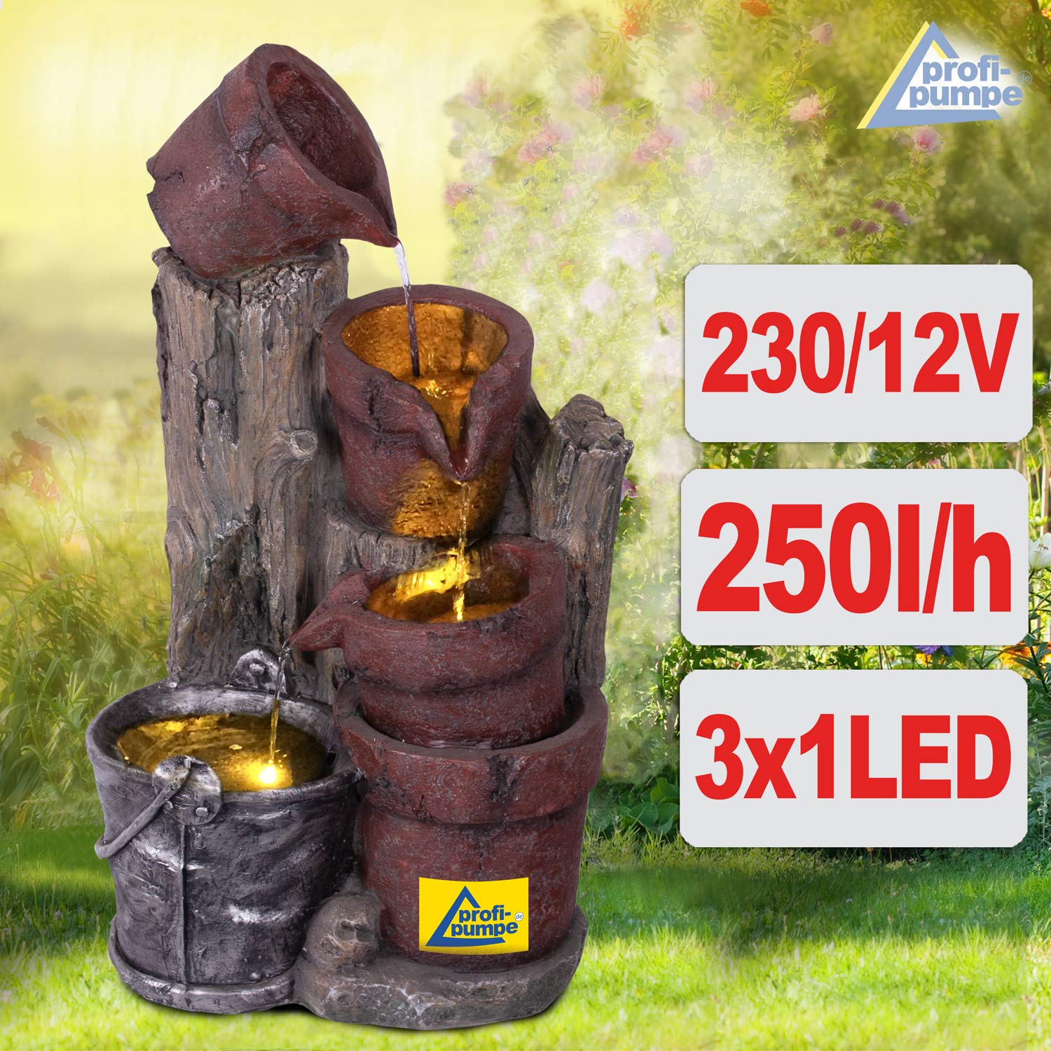 Gartenbrunnen Brunnen Zierbrunnen Zimmerbrunnen Springbrunnen Brunnen Wald-Quelle mit LED-Licht 230V Wasserfall Wasserspiel für Garten