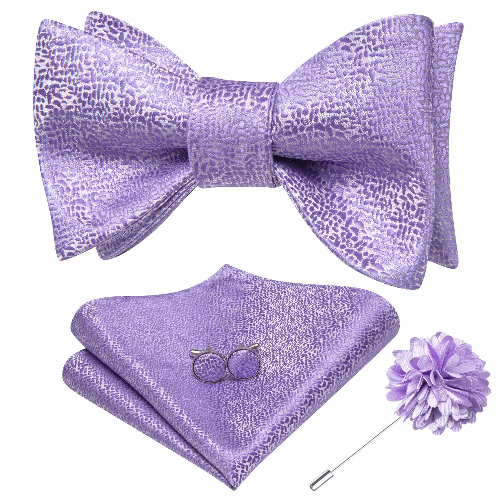 Dubulle Self Tie Bow Ties for Men Silk Paisley Bowtie Lapel Pin Set