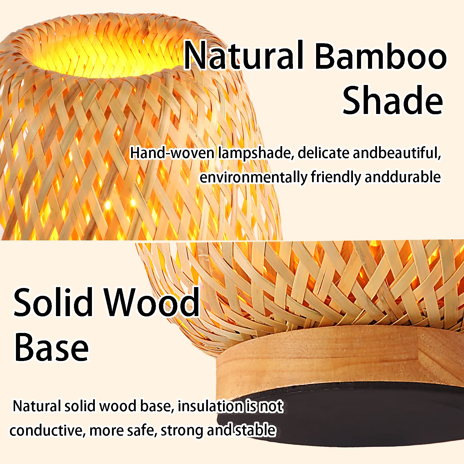 Boho bambusowa mała lampa stołowa wiklinowa tkana, lampy biurkowe do sypialni, nocna lampka do czytania, wystroju domu