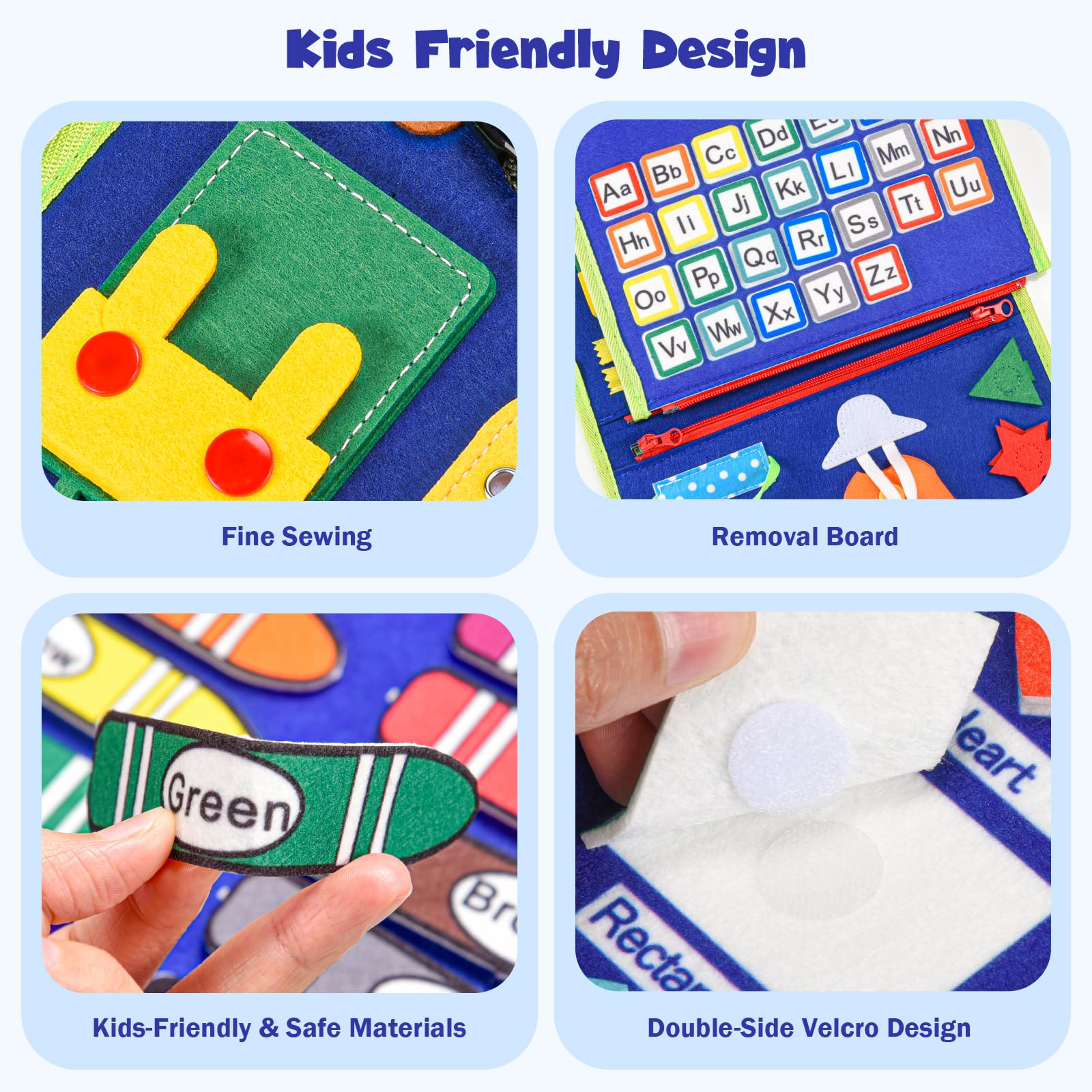 Asten Busy Board Montessori Toys – Livres occupés pour tout-petits, livre d'activités éducatif silencieux pour tout-petits, jouets de voyage pour tout-petits en avion, cadeaux pour garçons et filles