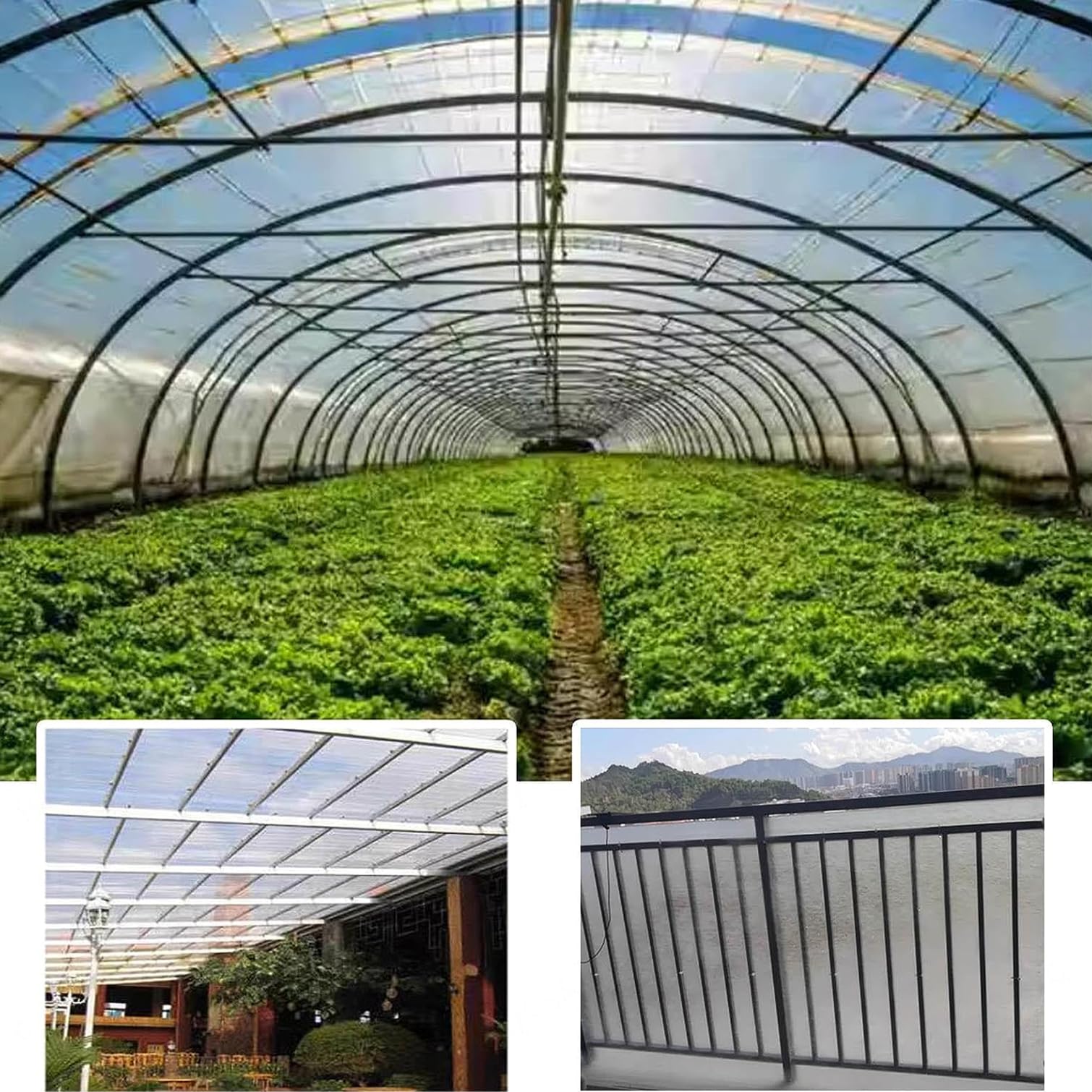 Paneles de cubierta transparentes, fáciles de cortar (1,2 x 8 m) – Fibras iladas para invernaderos, patios, terrazas al aire libre, toldos de lluvia, techos y resistente a la intemperie