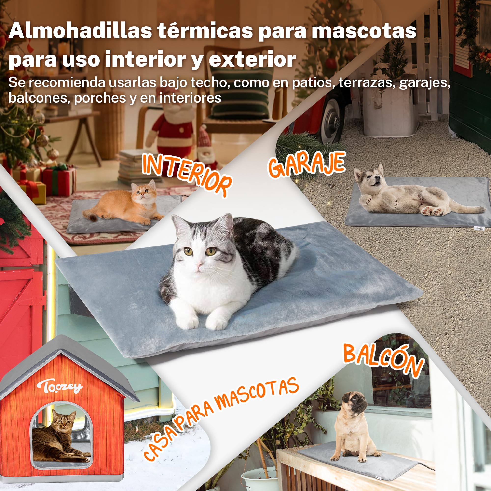 Toozey Manta Electrica para Mascotas Exterior con Cubierta Impermeable y Tubo Antimordedura, Manta Termica para Recién Nacidos, Embarazadas, Ancianos, Articulaciones Lesionados, Gato y Perro, 70X40cm
