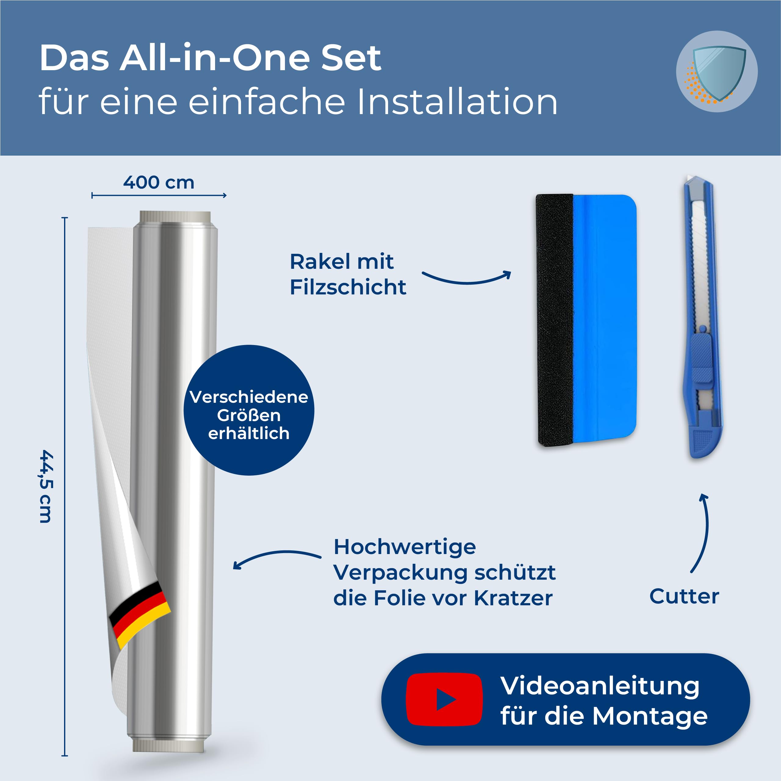 WindowShield® UV Sonnenschutzfolie für Fenster 90 x 200 cm selbstklebend blickdicht Hitzeschutzfolie