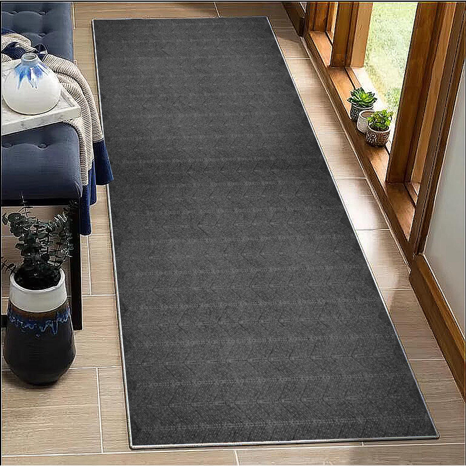 BORKOY Long Carpet Runners for Hallways Non Slip 70x300cm Washable gray Runner Rugs Kitchen Runner Absorbent Door Mats Hallway Hall Runners Narrow Rugs for Entrance Bedroom Hallways Living Room