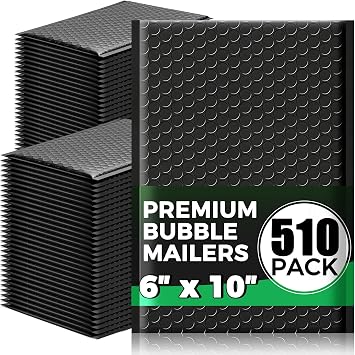 510 Pack 6 x 10 Bubble Mailer - Self-Sealing Waterproof Small Mailing Envelopes Padded Lightweight Bags 6 x 9 Usable Space for Apparel Accessories, Phone Cases, Trading & Greeting Cards, Prints