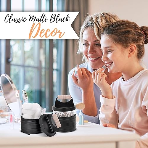 Miniatura 4 de Autumn Alley Juego de tarros de boticario de lujo, tarros de baño negros con soporte para puntas de vidrio, organizador de tocador rústico para