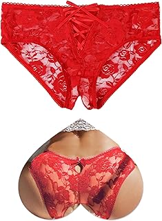 sunshinelady Women's French Knickers Plus Size Sheer Lace Underwear Thongs Soft Stretchy Crisscross Lace-Up Hipster Briefs...